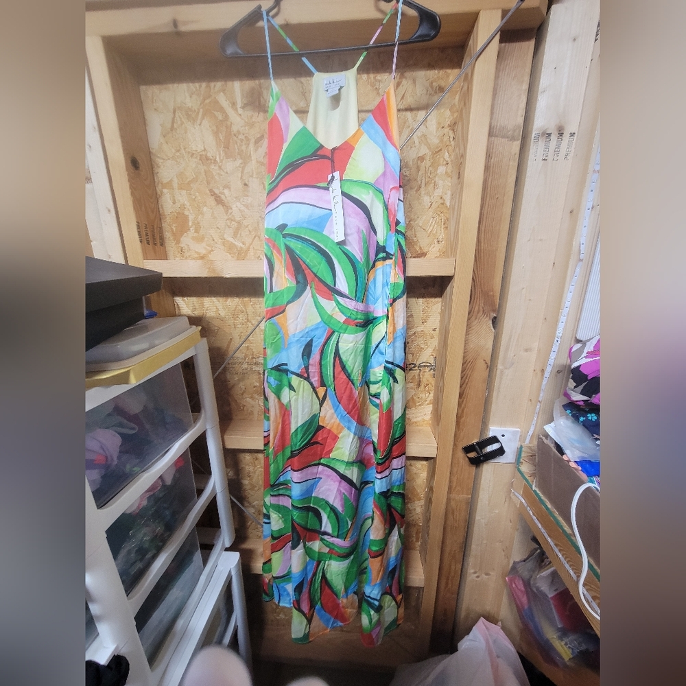 NICOLE MILLER NWT Floral Print Satiny Maxi Dress Size Small - Picture 1 of 5